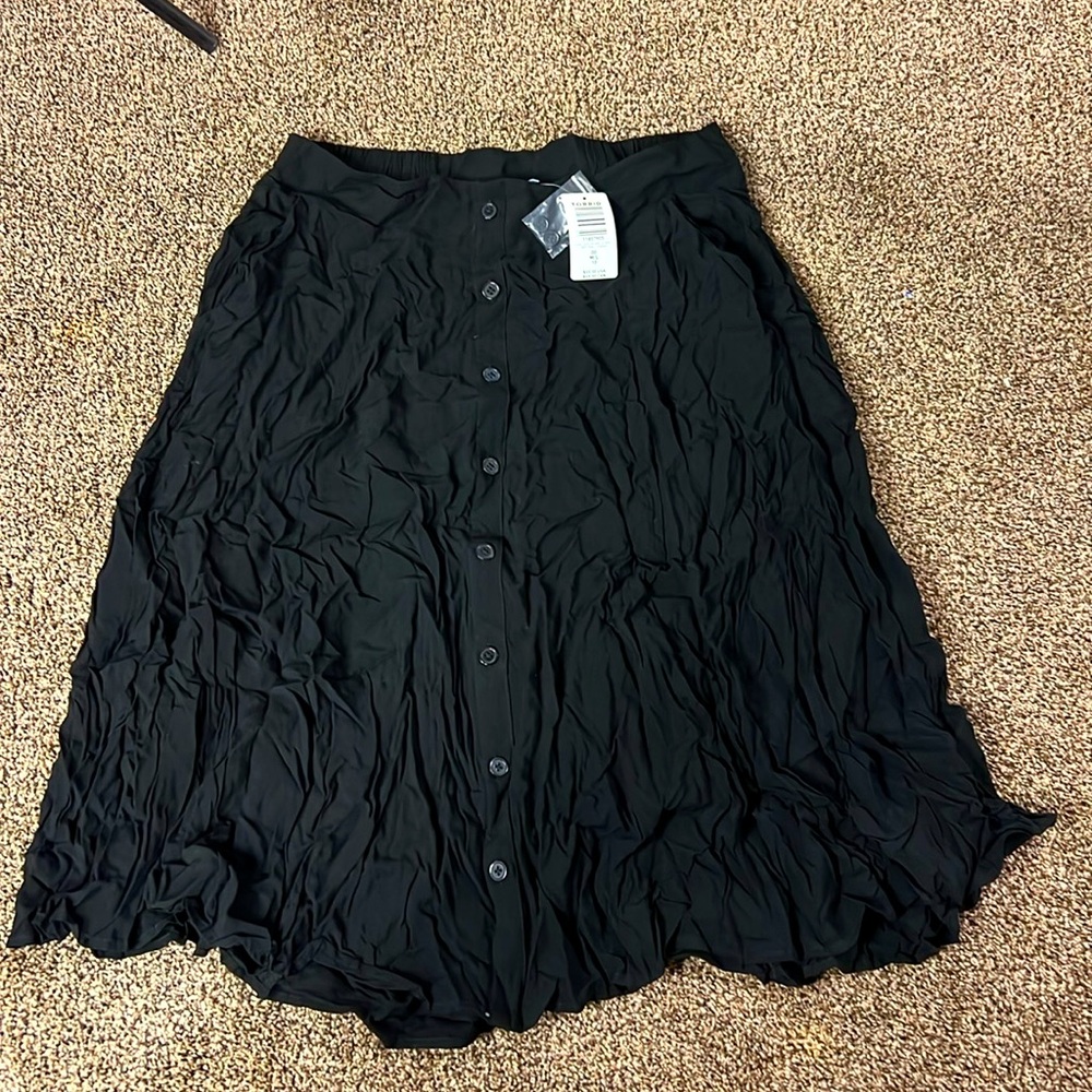 TORRID BLACK MIDI SKIRT WITH FAUX BUTTONS